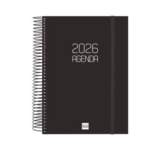 finocam agenda 2026 basic opaque e10 155x212mm dia pagina negro finocam 742916026