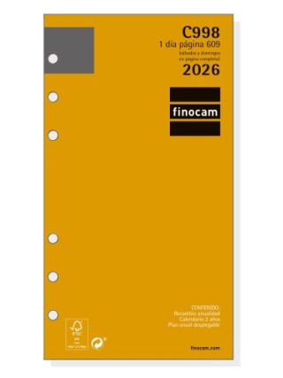 finocam recambio anual 2026 c998 classic609 94x171mm dia pagina finocam 201330026