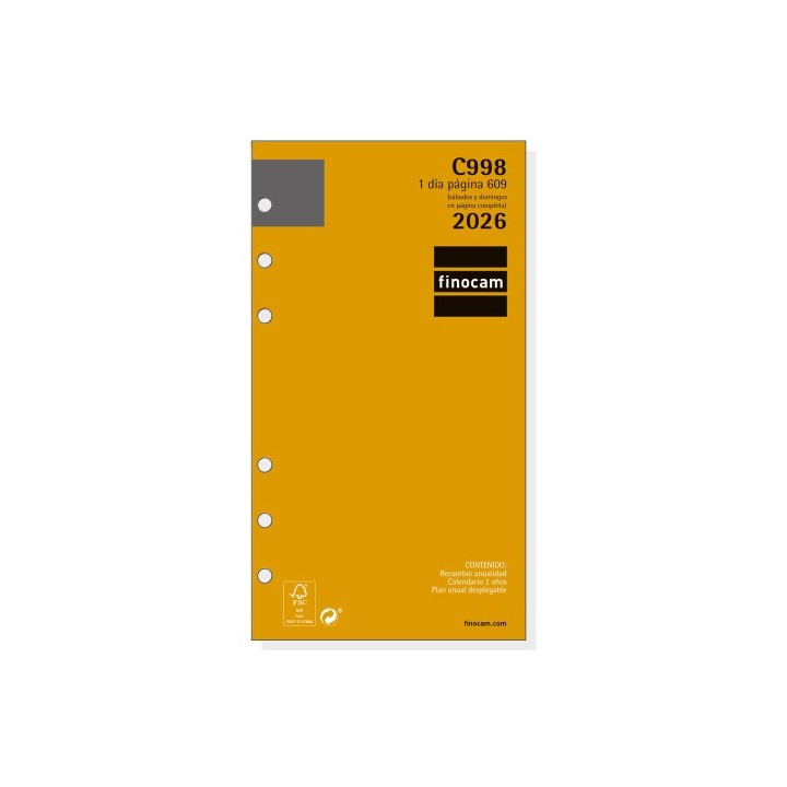 finocam recambio anual 2026 c998 classic609 94x171mm dia pagina finocam 201330026