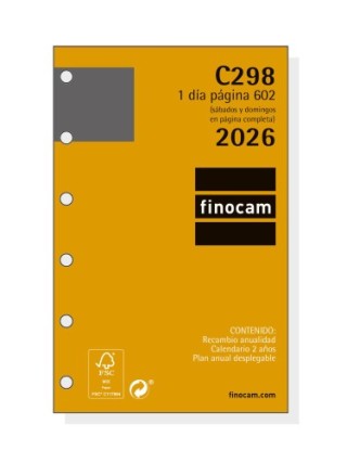 finocam recambio anual 2026 c298 classic602 73x114mm dia pagina finocam 201310026