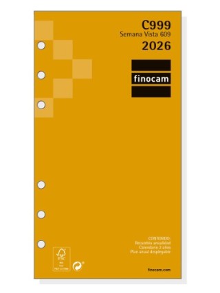 finocam recambio anual 2026 c999 classic609 94x171mm semana vista horizontal finocam 201260026