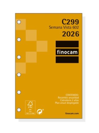 finocam recambio anual 2026 c299 classic602 73x114mm semana vista horizontal finocam 201240026