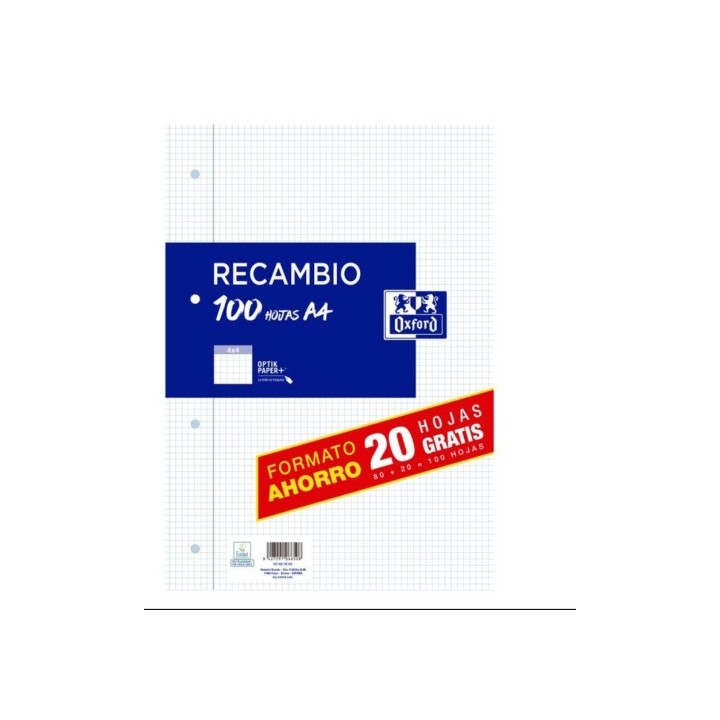 oxford recambio a4 80h+20h 4x4 con margen oxford 400195058