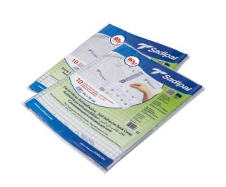 sadipal pack 10 hojas individuales forro adhesivo reposicionable   0,50 x 0,35 m   80 micras sadipal