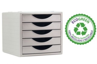 archivo 2000 modulo ecogreen 5 cajones blanco 100% reciclado y reciclable din a4 folio y subcarpeta