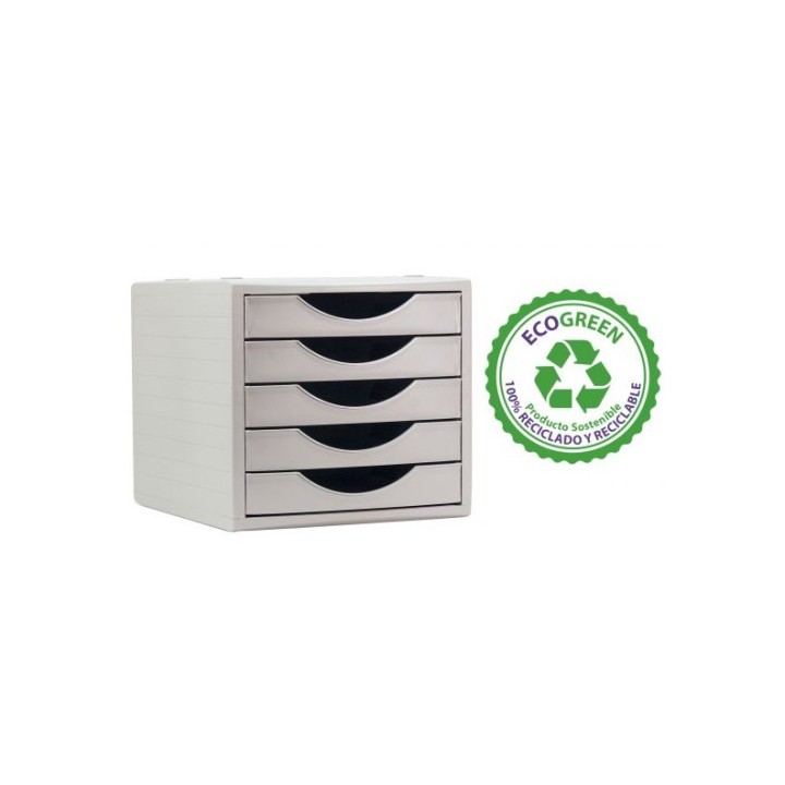 archivo 2000 modulo ecogreen 5 cajones blanco 100% reciclado y reciclable din a4 folio y subcarpeta