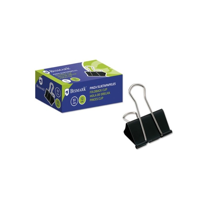 bismark pinza sujetapapeles 51 mm. pala abatible color negro bismark 321720  pack  12 unidades