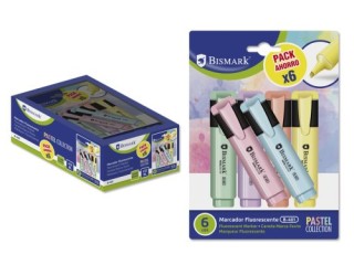 bismark bismark rotulador fluorescente pastel blister 6 uds