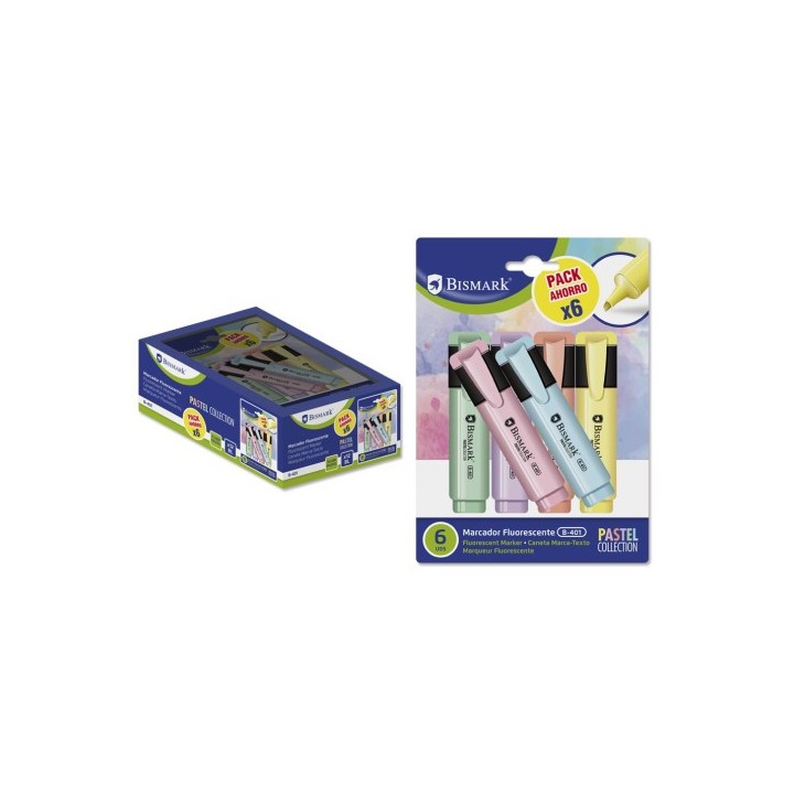 bismark bismark rotulador fluorescente pastel blister 6 uds