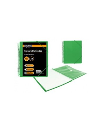 ingraf carpeta espiral 40 fundas con sobre a4 verde polipropileno ingraf 332497  pack  6 unidades
