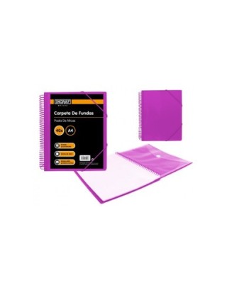 ingraf carpeta espiral 40 fundas con sobre a4 morado polipropileno ingraf 332498  pack  6 unidades