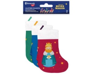 bismark pack 3 calcetines decorativos reyes magos  verde/rojo y azul  bismark 332889