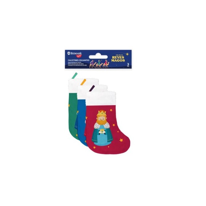 bismark pack 3 calcetines decorativos reyes magos  verde/rojo y azul  bismark 332889