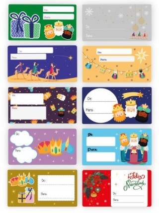 bismark caja 100 etiquetas adhesivas para regalos reyes magos bismark 332911