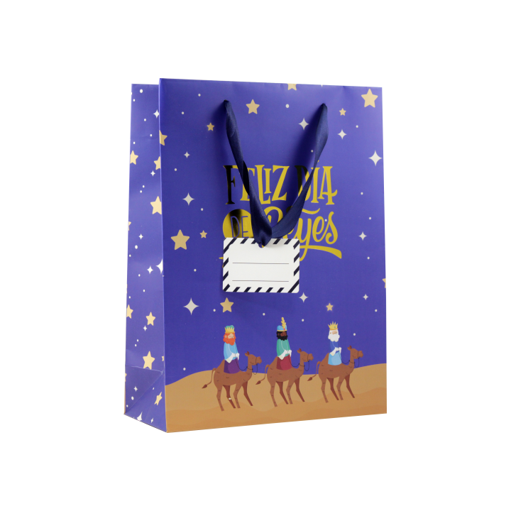 bismark bolsa papel reyes magos m  27x12x37 cm  foil con tarjeta colgante colores surtidos bismark 3