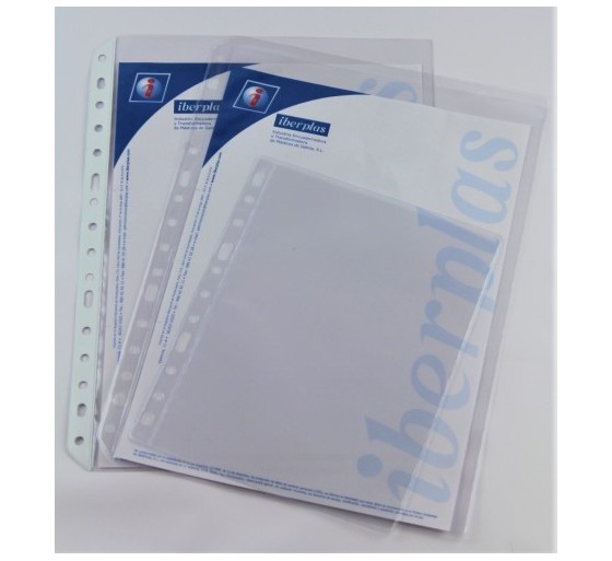 iberplas caja 100 fundas formato folio pvc cristal extra 100 micras multitaladro iberplas 204100