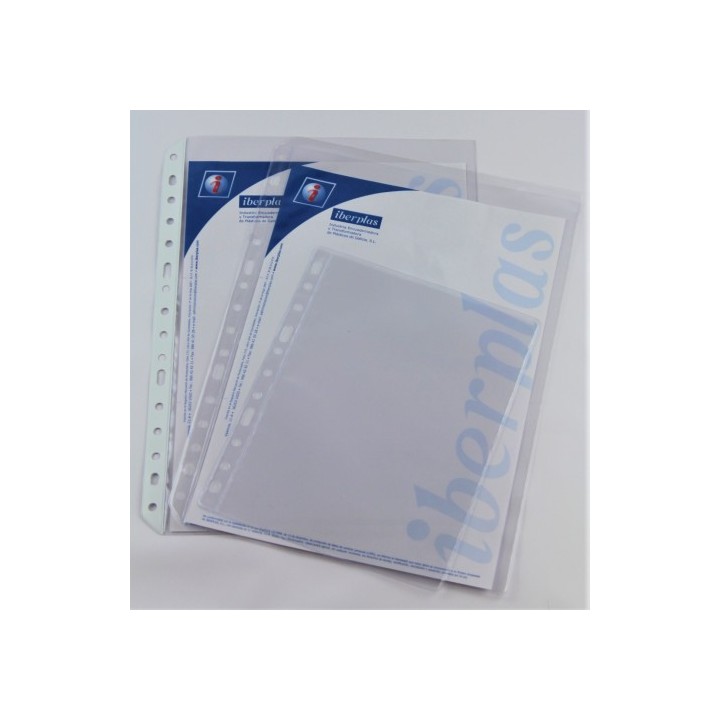 iberplas caja 100 fundas formato folio pvc cristal extra 100 micras multitaladro iberplas 204100
