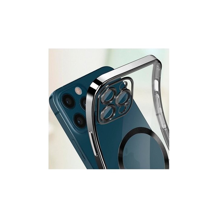 funda cool iphone 16 pro max mag plata transparente borde plata compat c.magnetico
