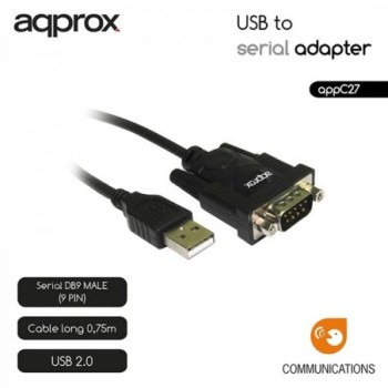 approx appc27 adaptador usb a serie db9m  0,75 m.