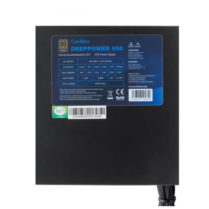 coolbox gaming fuente alimentacion 650w 80+ bronze