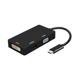 cable conversor aisens usb c/m a dvi/h hdmi/h vga/h negro 15cm