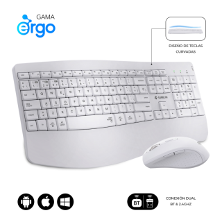 combo teclado raton subblim prowave ergo inalambrico blanco