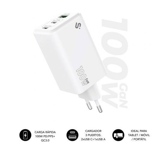 subblim subblim cargador gan 35w charger usb c