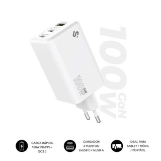 subblim subblim cargador gan 100w charger usb c+c+a