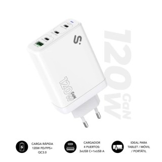 subblim subblim cargador gan 120w charger usb c+c+c+a