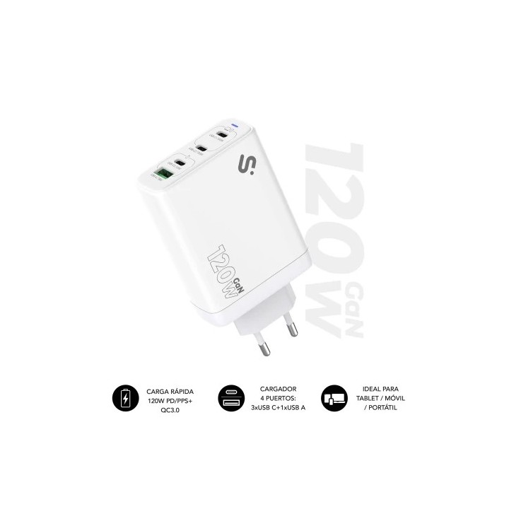 subblim subblim cargador gan 120w charger usb c+c+c+a