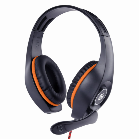 auriculares gaming gembird ghs 05 o naranja negro microfono alambrico jack 3.5mm