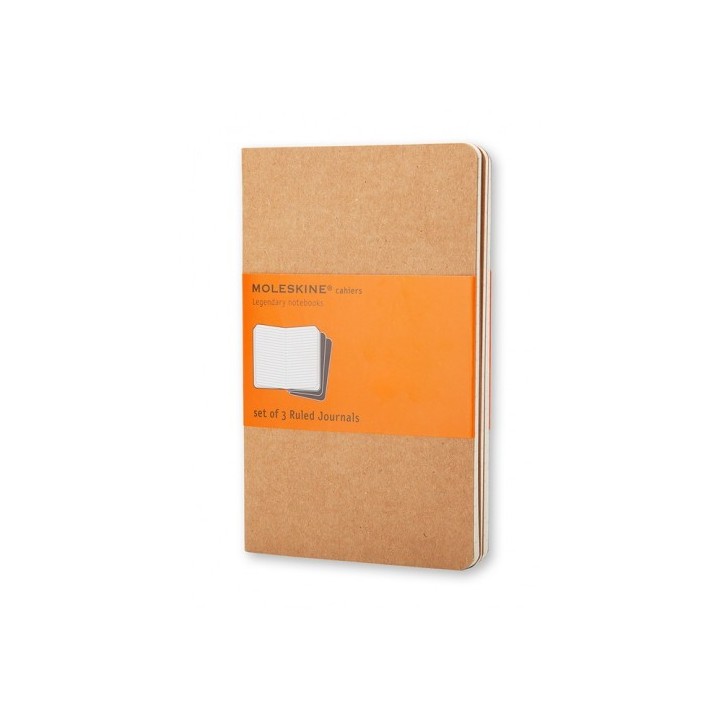 moleskine set de 3 libretas cahier marron kraft p  9x14cm  rayas moleskine qp411