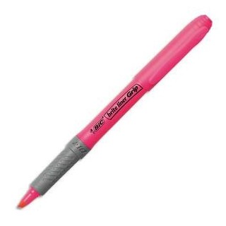 bic marcador fluorescente highlighter grip trazo 1,5 3,3mm. rosa bic 811934  pack  12 unidades