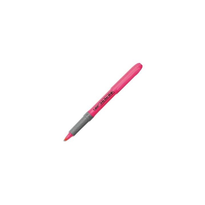 bic marcador fluorescente highlighter grip trazo 1,5 3,3mm. rosa bic 811934  pack  12 unidades