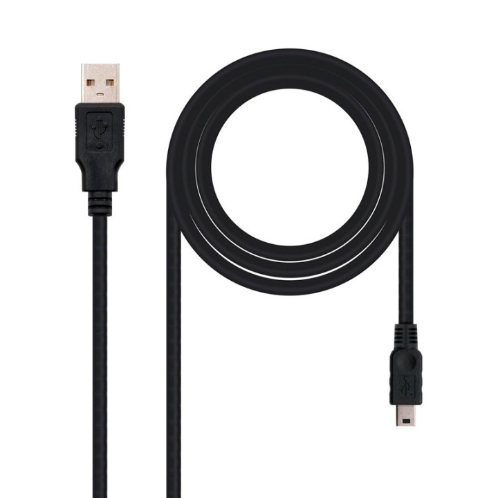 nanocable cable usb 2.0, a/m mini b/m, negro, 0.5m
