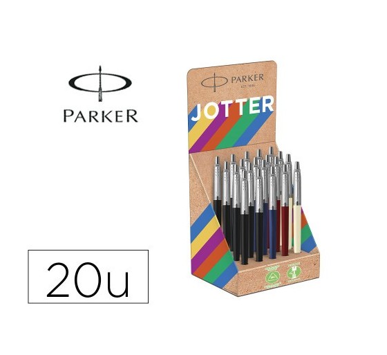 parker expositor 20 uds jotter originals reciclados   colores clasicos parker 2190110
