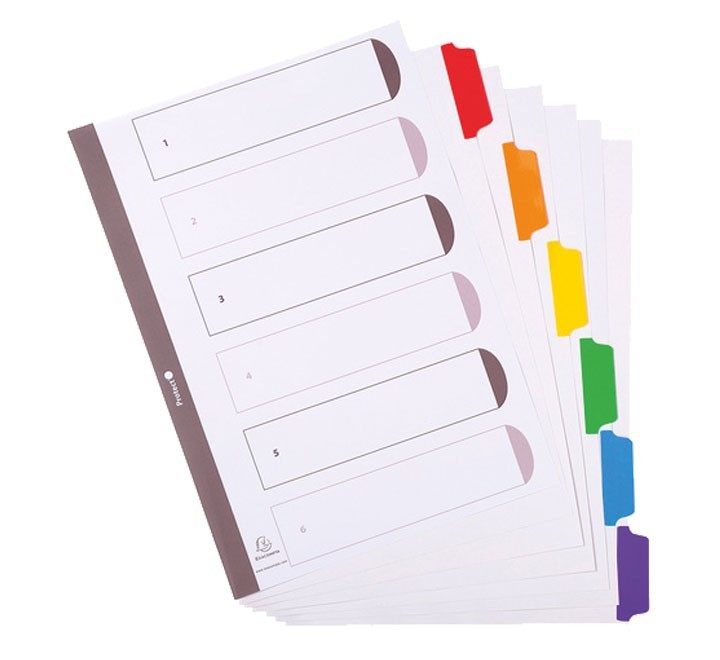 sep. cart. exacompta a4 6pos. 160gr bl+pest col.