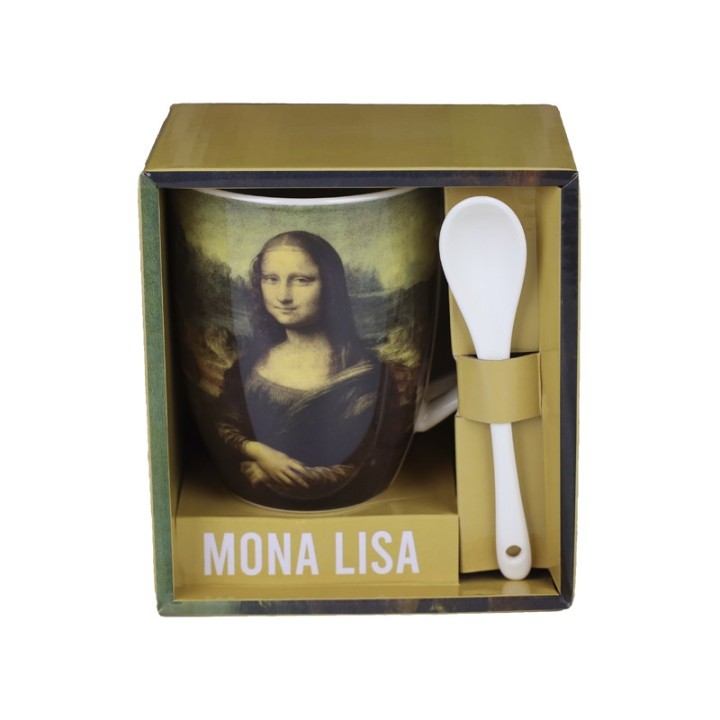 enesco taza de ceramica con cuchara enesco mona lisa