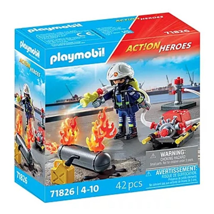 playmobil playmobil    bombero con bomba de agua