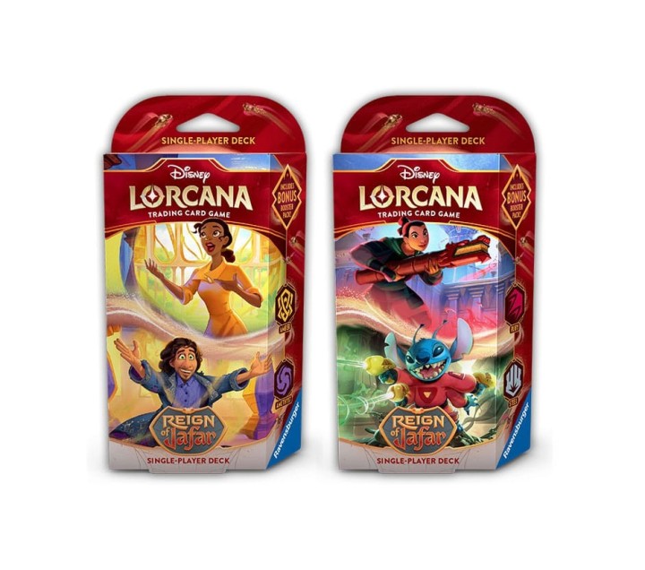 ravensburger lorcana tcg    mazos de inicio disney reinado de jafar 8 unidades ingles