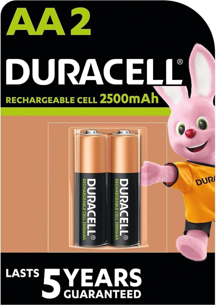 pack 2 pilas duracell recargable 2500mah aa