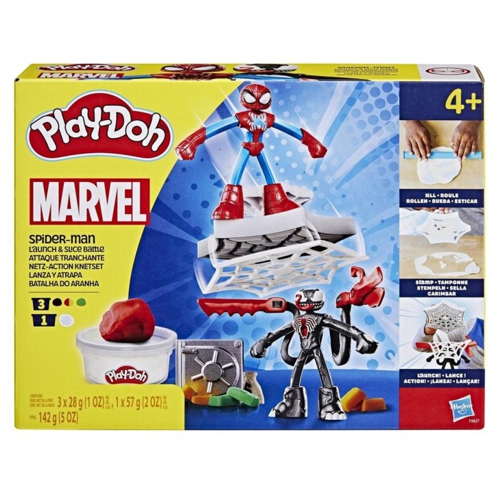 hasbro juego hasbro play   doh spiderman launch and slice battle
