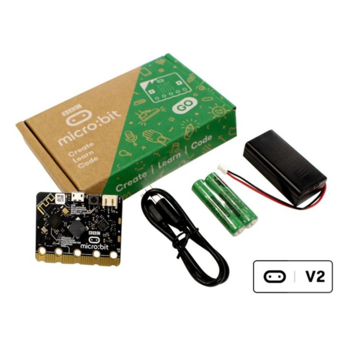 microbit kit micro bit go v2.2 con placa microbit + pilas + portapilas + cable usb