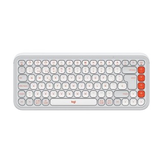 logitech teclado logitech pop icon keys inalambrico blanco   naranja