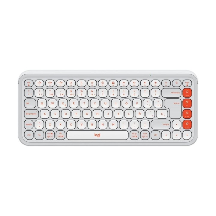 logitech teclado logitech pop icon keys inalambrico blanco   naranja
