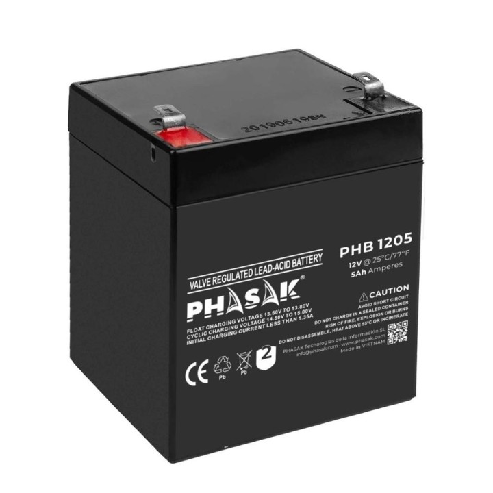 phasak bateria phasak phb 1205 compatible para sais 5ah 12v acido   plomo