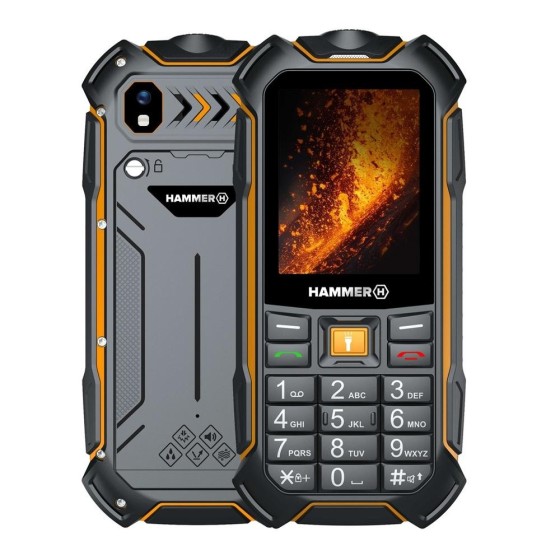 hammer telefono movil rugerizado hammer boost 2 lte 2.4 pulgadas    2mpx    4g   negro   naranja