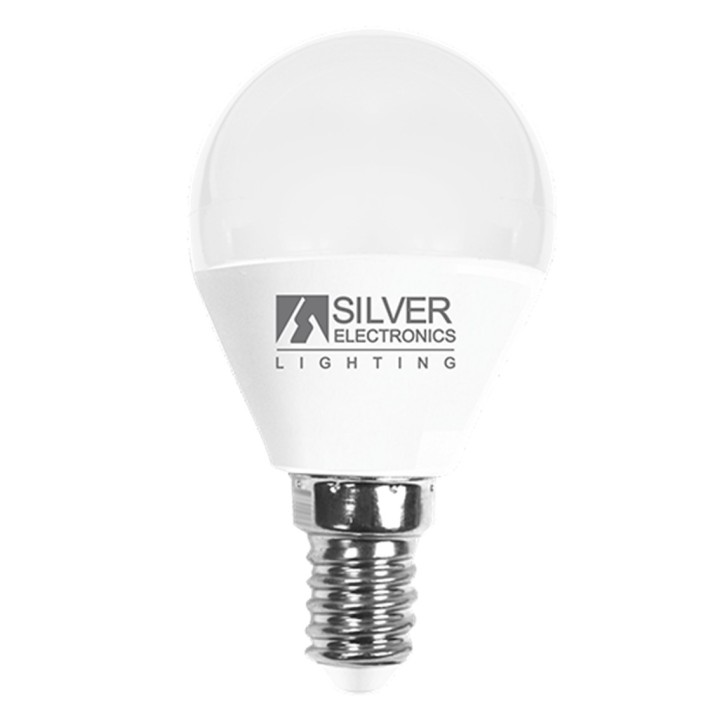 silver bombilla led decorativa silver electronis esferica 5w 50w    e14    5000k    620 lm    luz bl