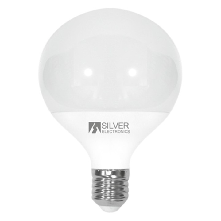 silver bombilla led decorativa silver electronics globo 12w 90w    e27    3000k    1155 lm    luz ca