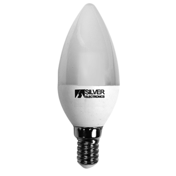 silver bombilla led decorativa silver electronic vela 6w 65w    e14    5000k    550 lm    luz extra